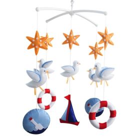 Sea Gull Starfish Sailboat Drift Bottle Handmade Baby Musical Crib Mobile Boys Girls Nursery Mobile Hanging Toy