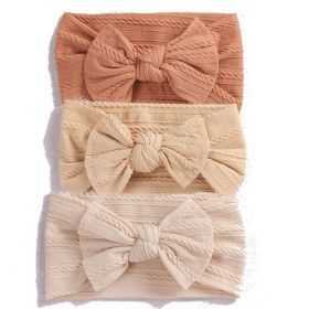 3-Piece Set Infant Baby Elastic Headband Jacquard Wide-Brimmed Nylon Bow Children's Hair Band