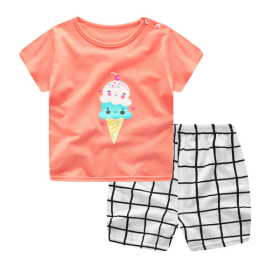 Cartoon Clothing Baby Boy Summer Clothes T-shirt Clothing Sets (Option: Ice cream-73cm)