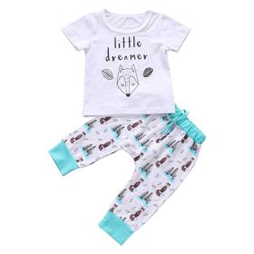 Newborn Baby Clothes Set T-shirt Tops+Pants Little Boys and Girls Outfits (Option: 90cm)