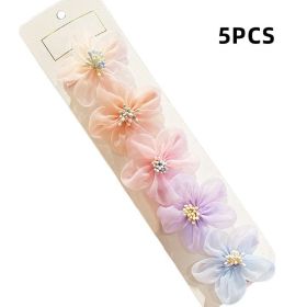 Chiffon Bow Ribbon Girls Hairpins Cute Colorful Bows Flowers Children Hair Clips Fashion Hair Accessories (Color: B- 4)