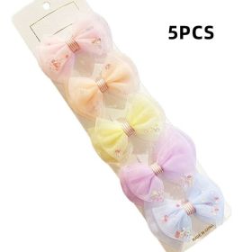 Chiffon Bow Ribbon Girls Hairpins Cute Colorful Bows Flowers Children Hair Clips Fashion Hair Accessories (Color: B- 1)