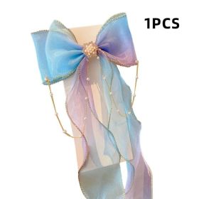 Chiffon Bow Ribbon Girls Hairpins Cute Colorful Bows Flowers Children Hair Clips Fashion Hair Accessories (Color: A- 2)