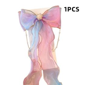 Chiffon Bow Ribbon Girls Hairpins Cute Colorful Bows Flowers Children Hair Clips Fashion Hair Accessories (Color: A- 3)