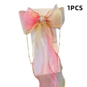 Chiffon Bow Ribbon Girls Hairpins Cute Colorful Bows Flowers Children Hair Clips Fashion Hair Accessories (Color: A- 1)