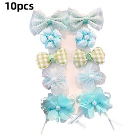 Chiffon Bow Ribbon Girls Hairpins Cute Colorful Bows Flowers Children Hair Clips Fashion Hair Accessories (Color: C- Cyan)