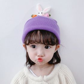 1-6Y Girls Boys Cute Rabbit Knitteed Hat (Color: Lavender, size: 1 6Y)