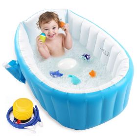 Baby Inflatable Bathtub; Portable Toddler Bathtub Baby Bath Tub Foldable Travel Tub with Air Pump (Color: Pink, size: with pump)