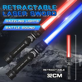 2 Colors Light Up Saber With FX Sound(Motion Sensitive); Star Wars Laser Saber; Realistic Handle For Kid; Expandable Light Swords Set For Halloween Dr (Color: Red+Blue-Silent)