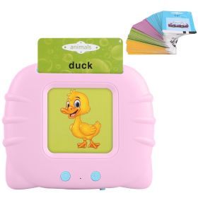 224 Words Kid Flash Talking Cards 112 Card Electronic Cognitive Audio Toddler Reading Machine Animal Shape Color Repeated Learning Cards English For C (Color: Pink)