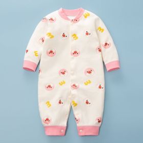 Baby Cartoon Pattern Full Single Breasted Design Thermal Jumpsuit (Color: Light Pink, Size/Age: 100 (2-3Y))