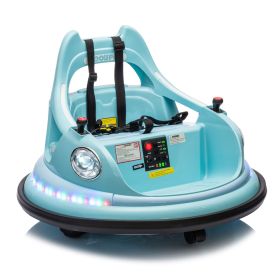 12V ride on bumper car for kids,electric car for kids,1.5-5 Years Old,W/Remote Control, LED Lights, Bluetooth & 360 Degree Spin (Color: as Pic)